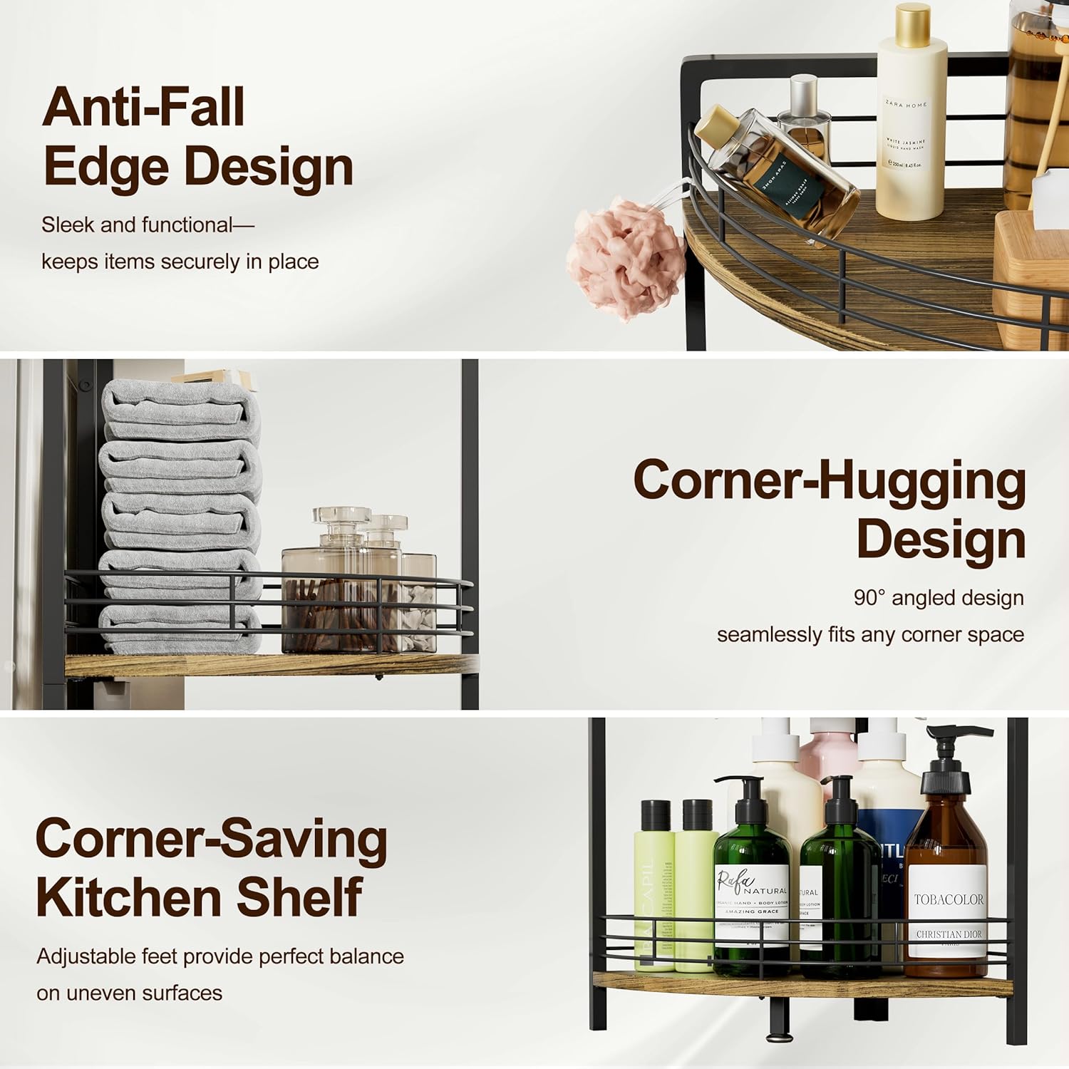 BUTUNITA 3-Tier Corner Shelf Unit - Brown