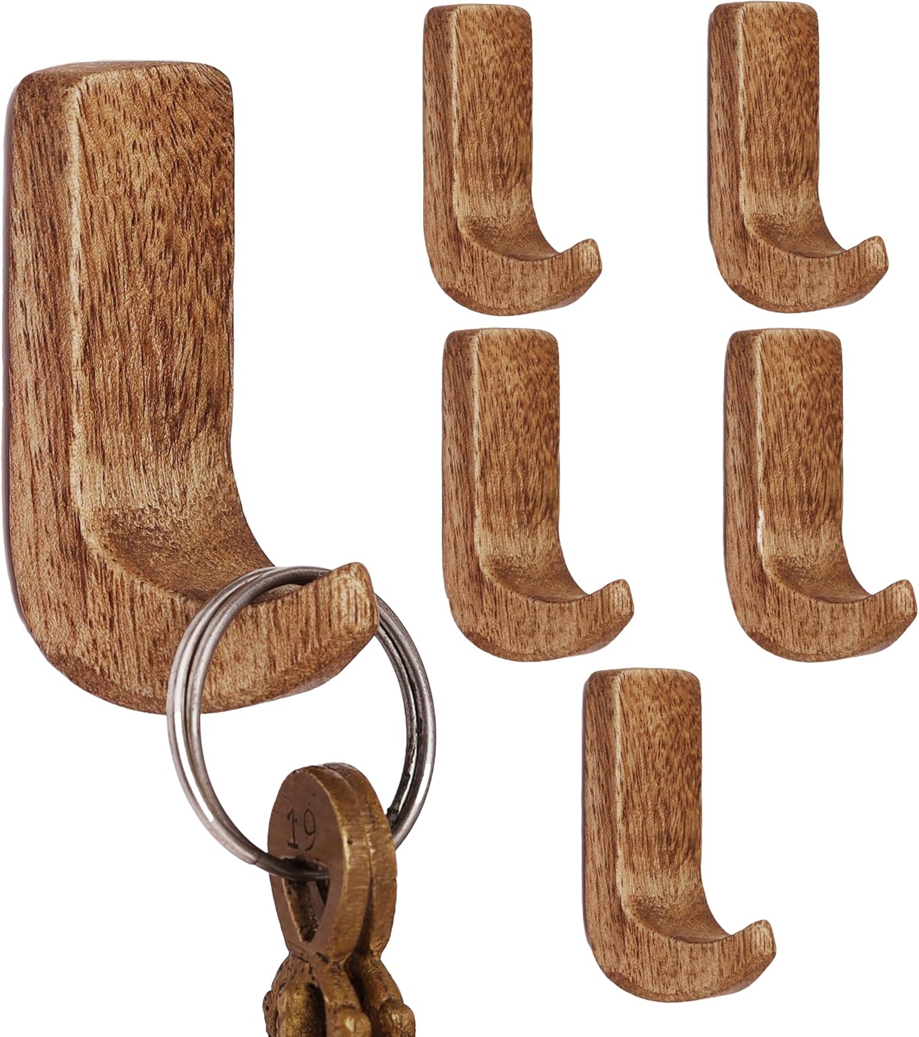 Indian Shelf 6 Hook Wall Organizer with Adhesive Strips