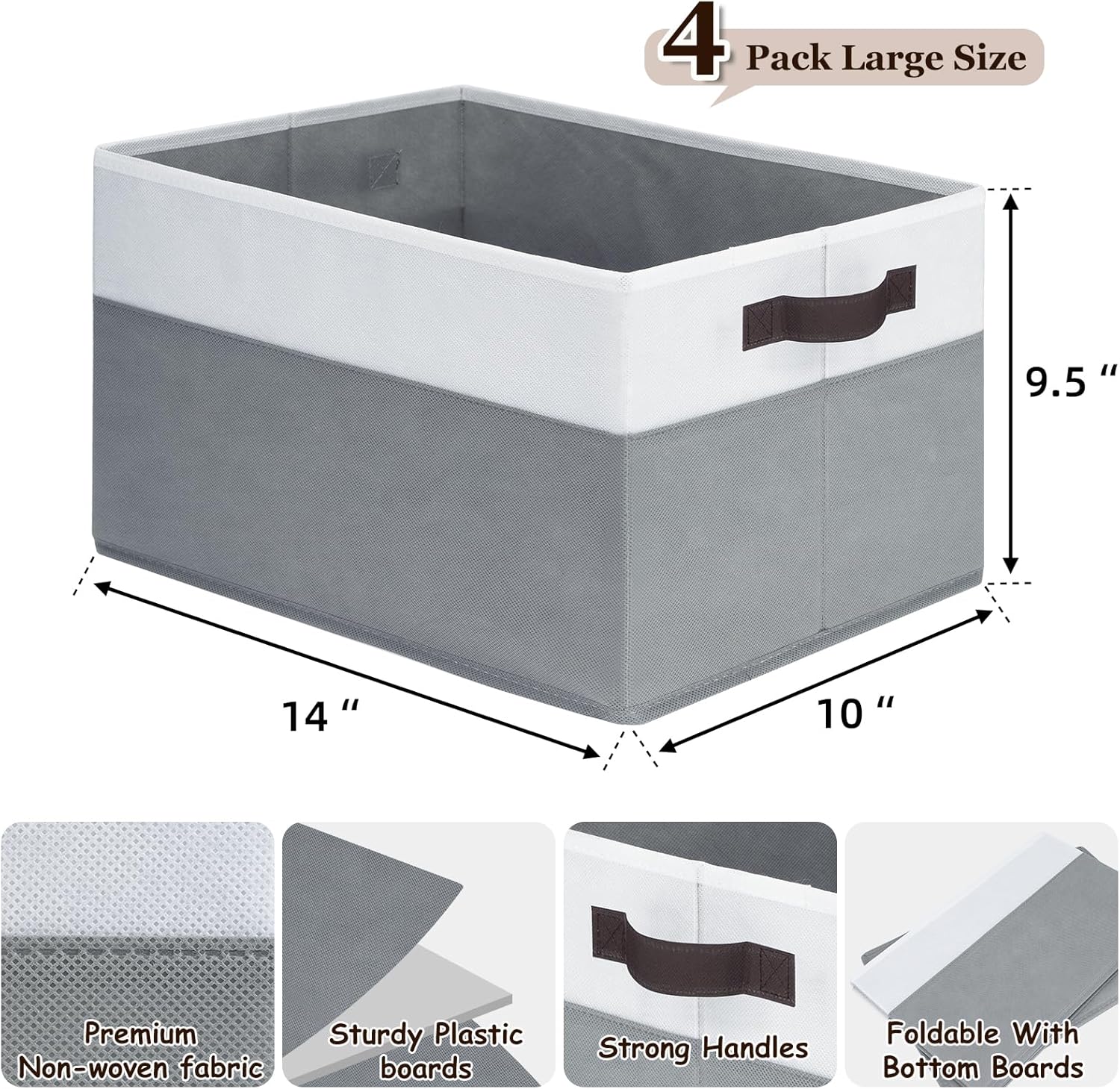 Criusia 4 Pack Storage Baskets for Shelves and Closets