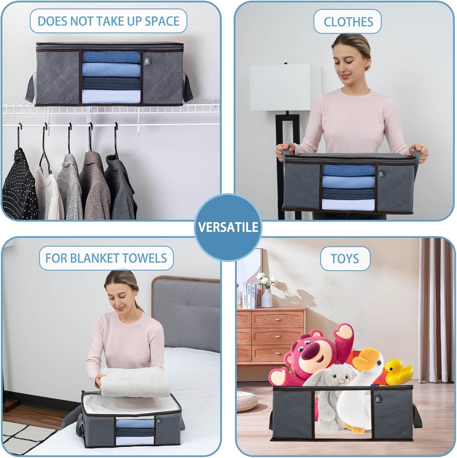 VENO 3 Pack Medium Storage Bags with Clear Window and Reinforced Handles