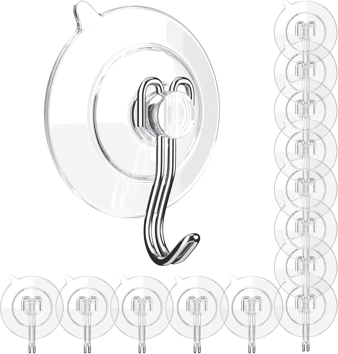 GLUIT Suction Cup Hooks - 14 Pack for Kitchen Bathroom Window Door Shower Wall Use