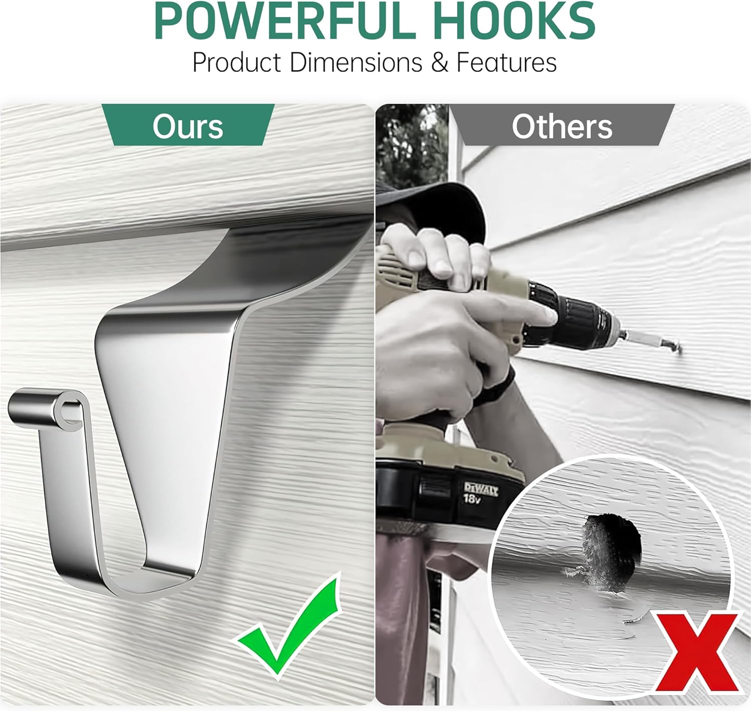 Vinyl Siding Hooks 30 Pack Heavy Duty No Drill Hangers