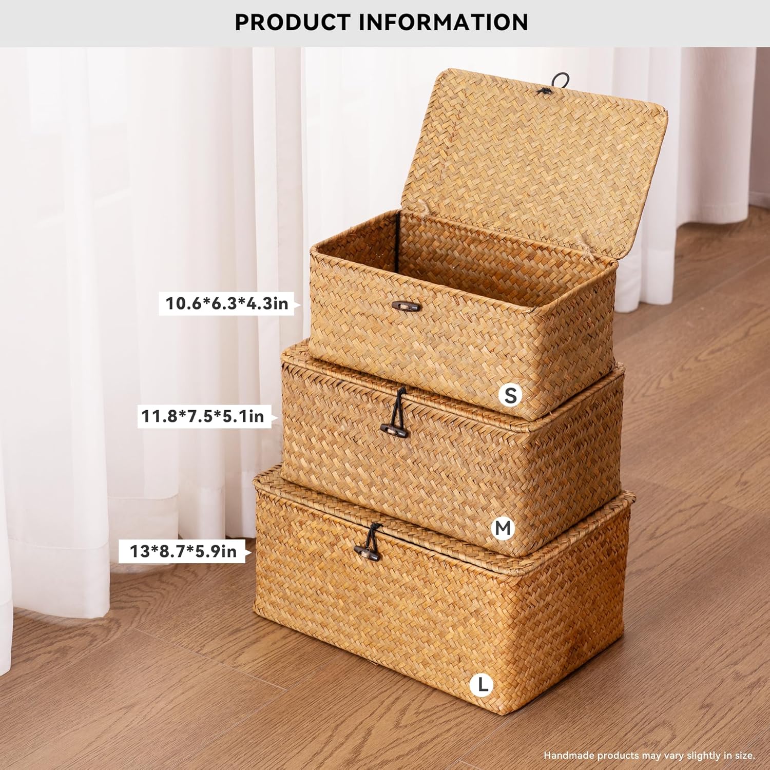 Nonam Handwoven Seagrass Storage Bin Set of 3