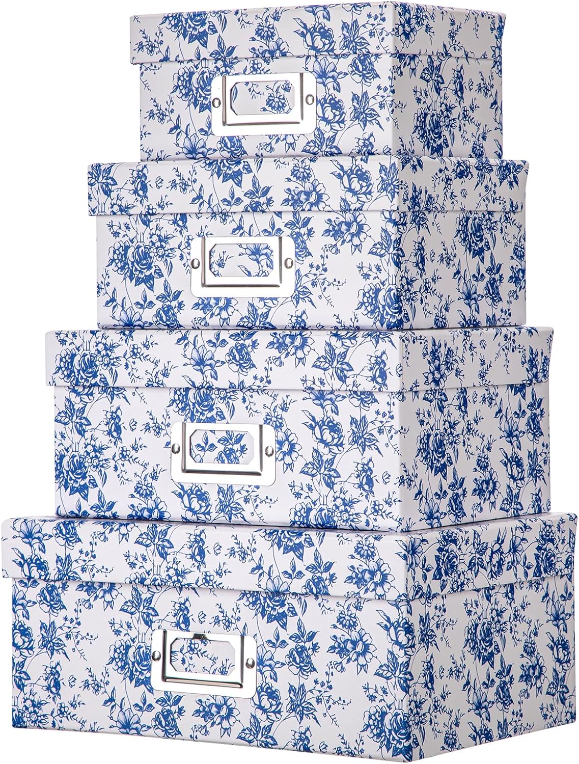 Briful Blue and White Porcelain Storage Boxes 4 in 1 Set