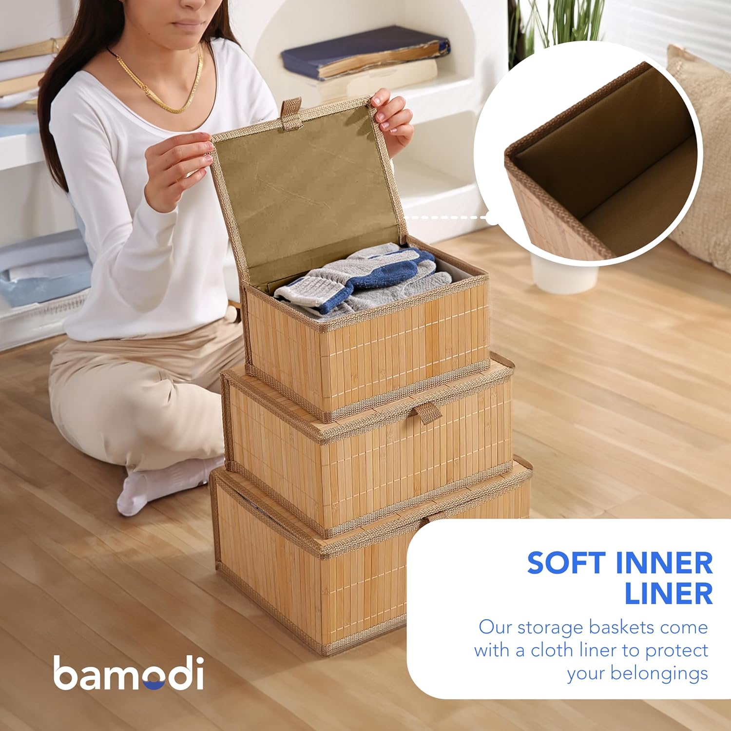Bamodi Bamboo Storage Boxes Set of 3