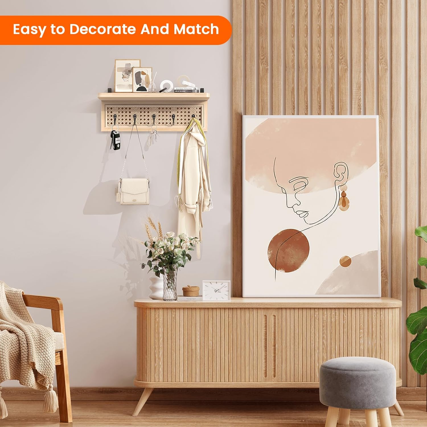 Homode Wall Mount Coat Rack with Shelf and Hooks 1