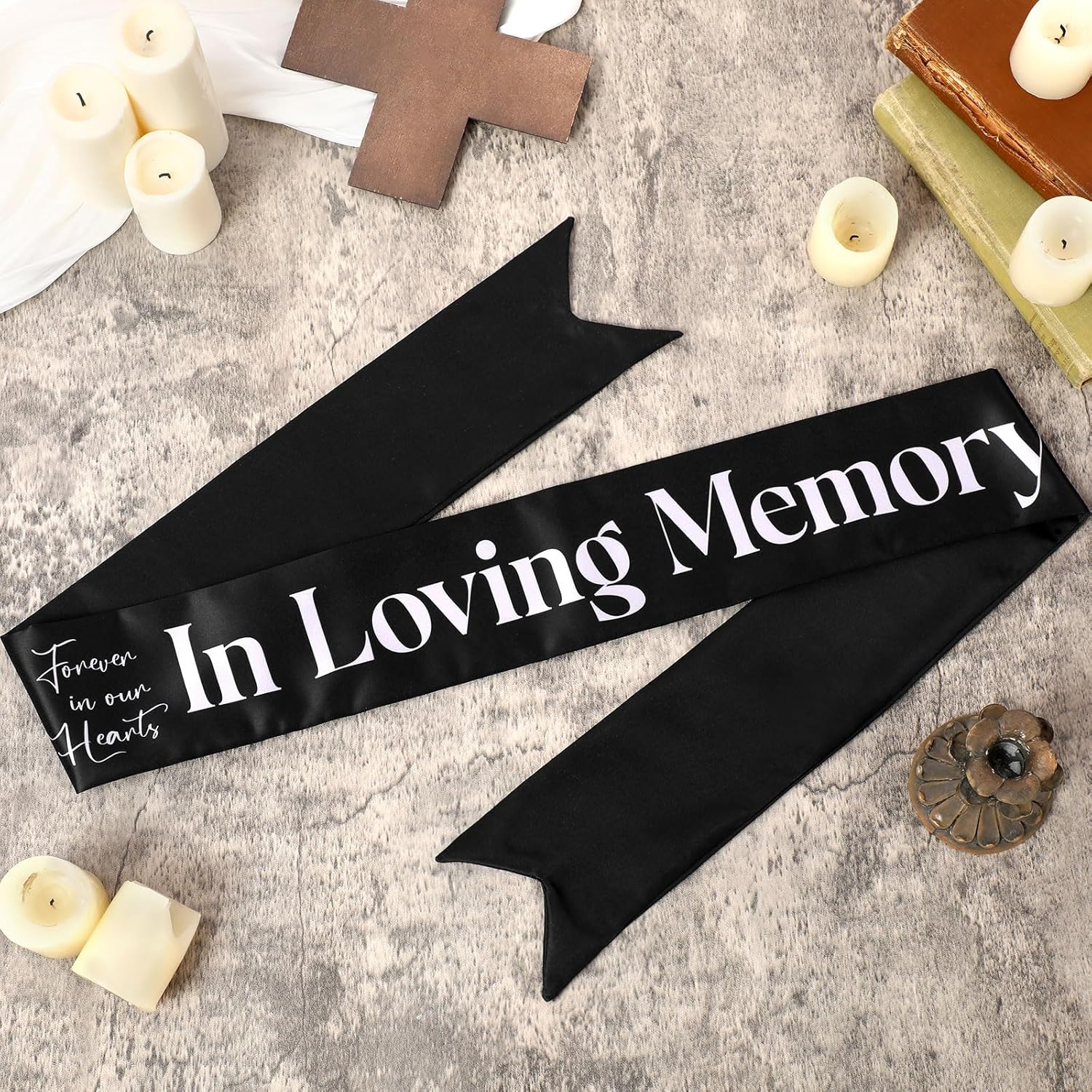 Funeral Sash for Casket or Wreath - Black 58x4 Inch