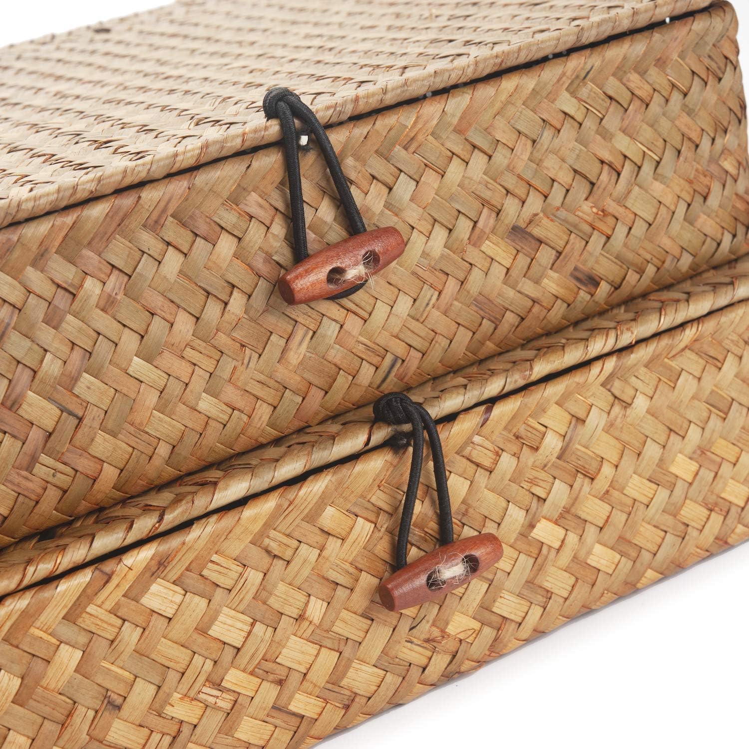 Seagrass Storage Basket Box with Lid Set of 2