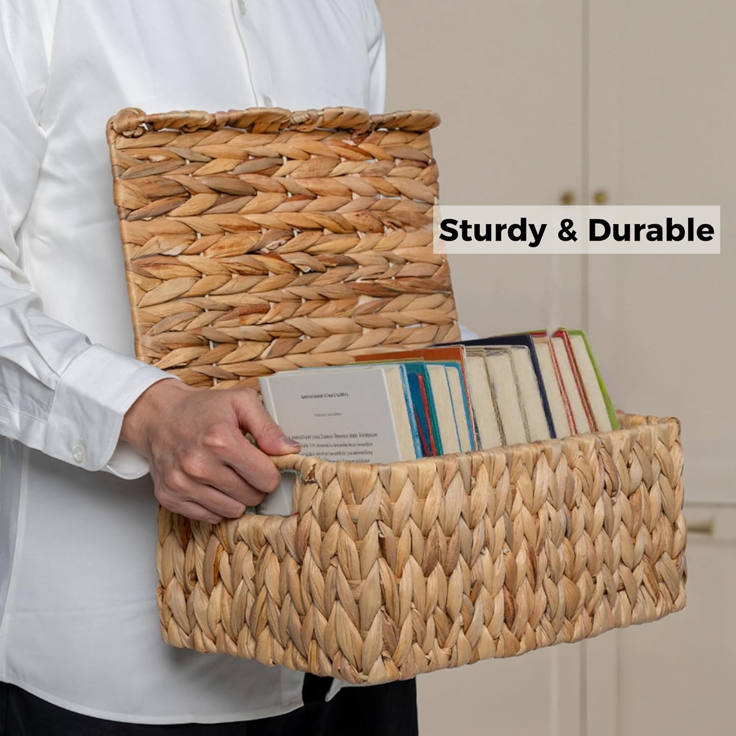 StorageWorks Wicker Basket with Scallop Lid 13x9x6
