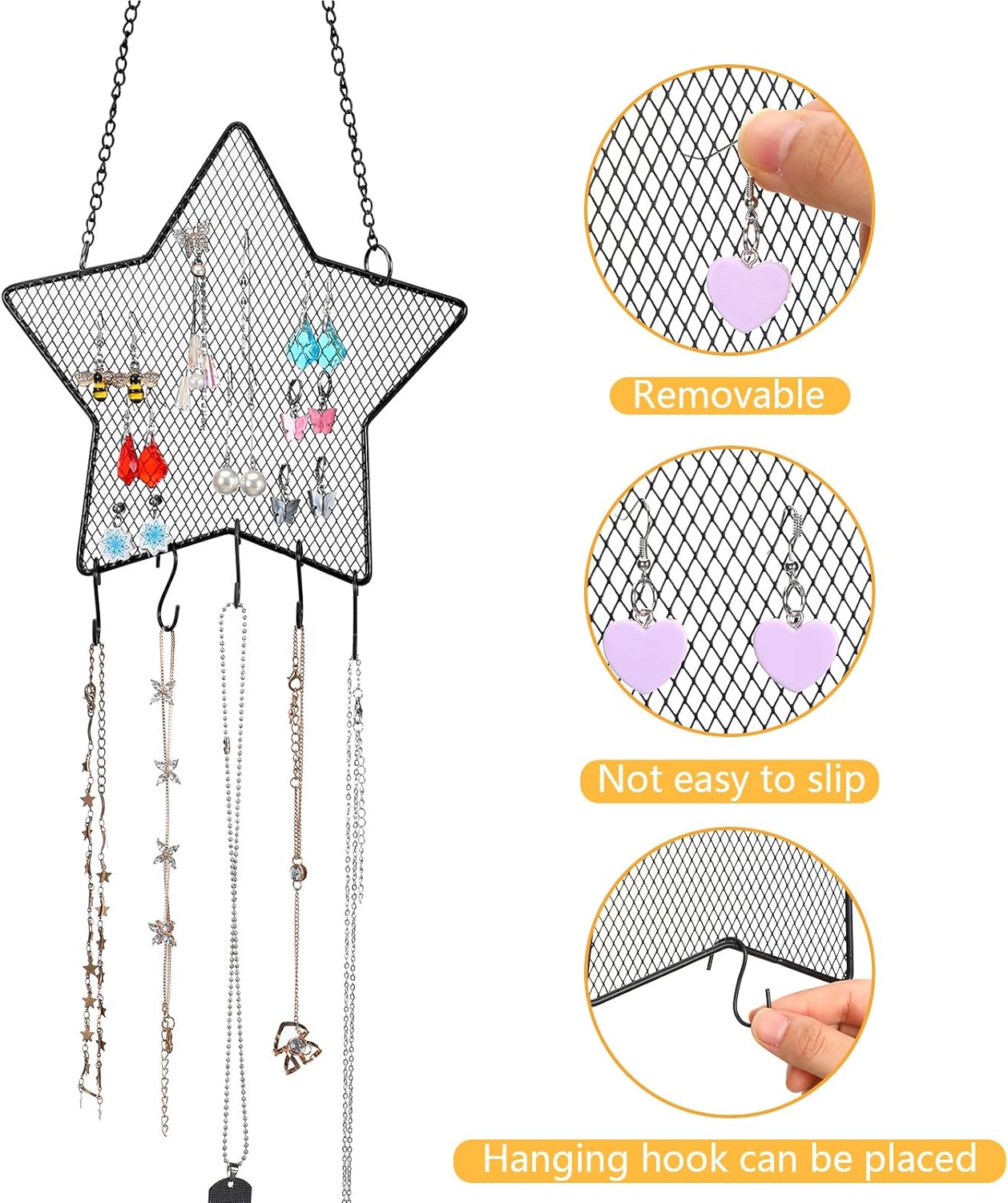 Jetec 2 Pcs Diamond Grid Earring Wall Holder Organizer