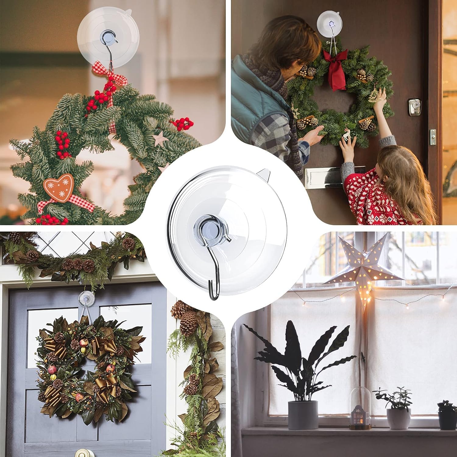 HangerSpace Suction Cup Hooks 8 Pack - 25 Inch Clear for Kitchen Bathroom Shower Wall Window Door