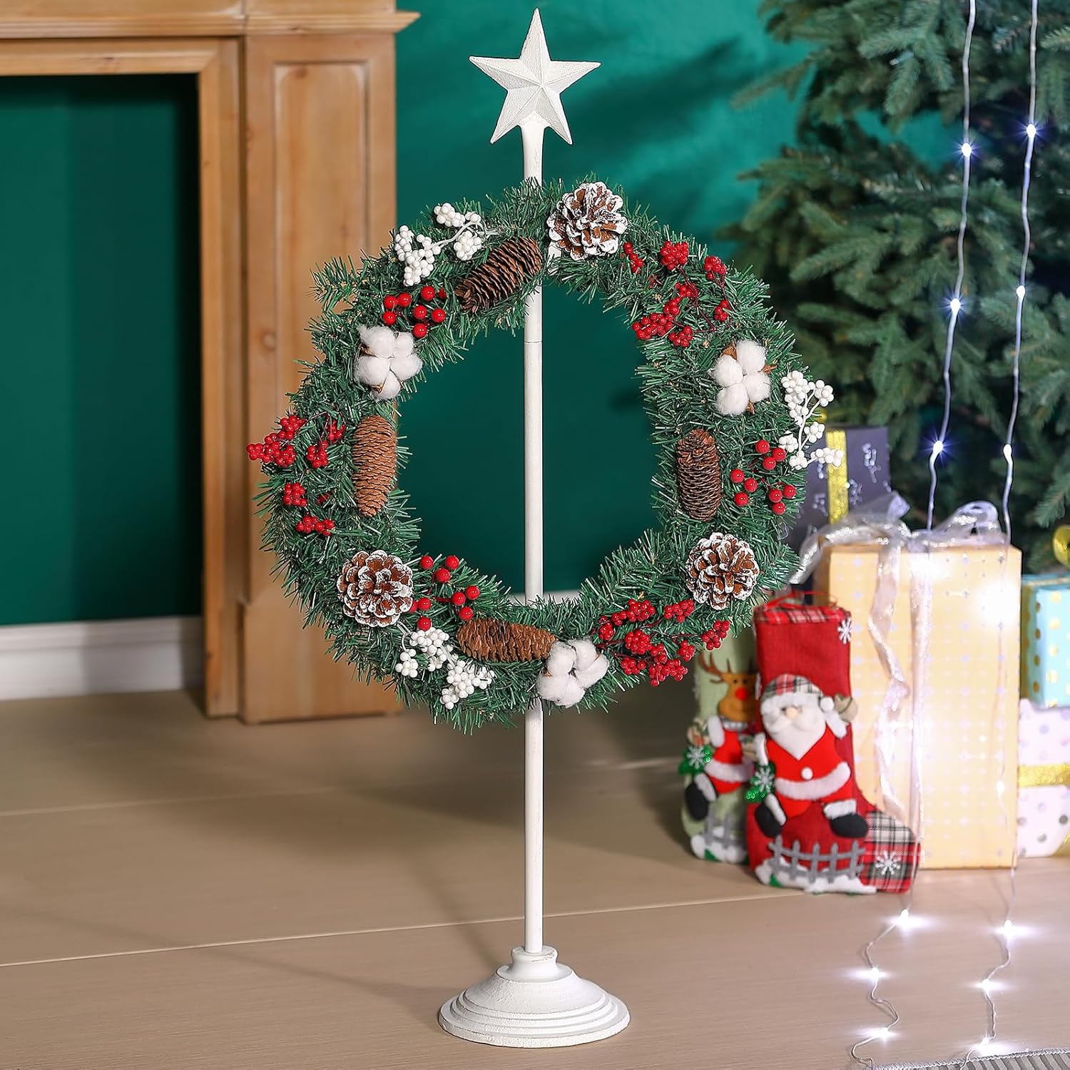 White Star Wreath Stand for Christmas Display