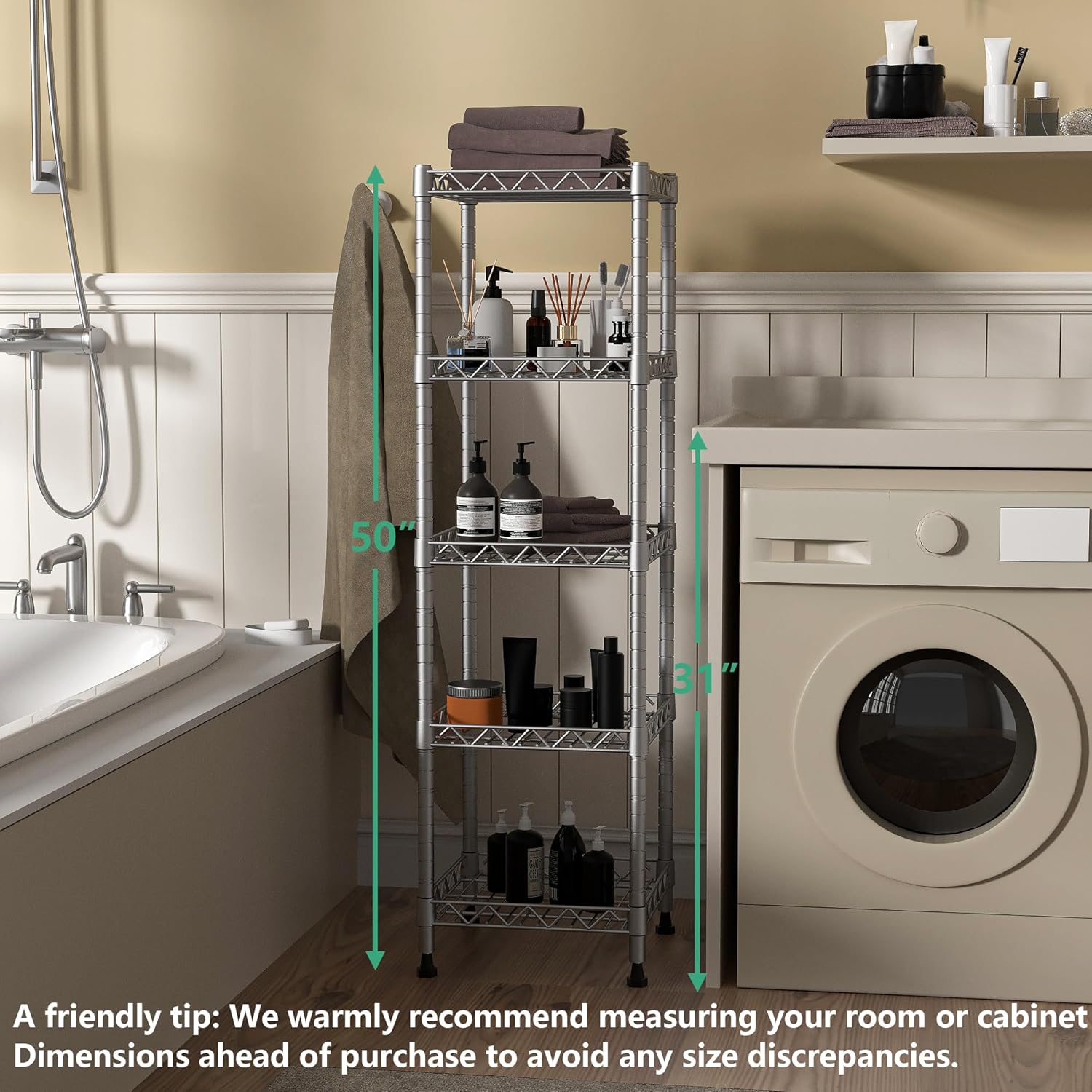 GIOTORENT 5 Tier Standing Metal Shelving Unit