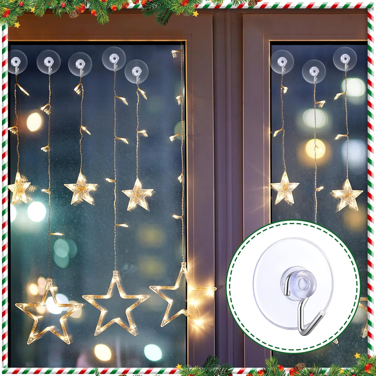 100 Pcs Mini Suction Cup Hooks for Glass Window with Hook and String Lights Holders