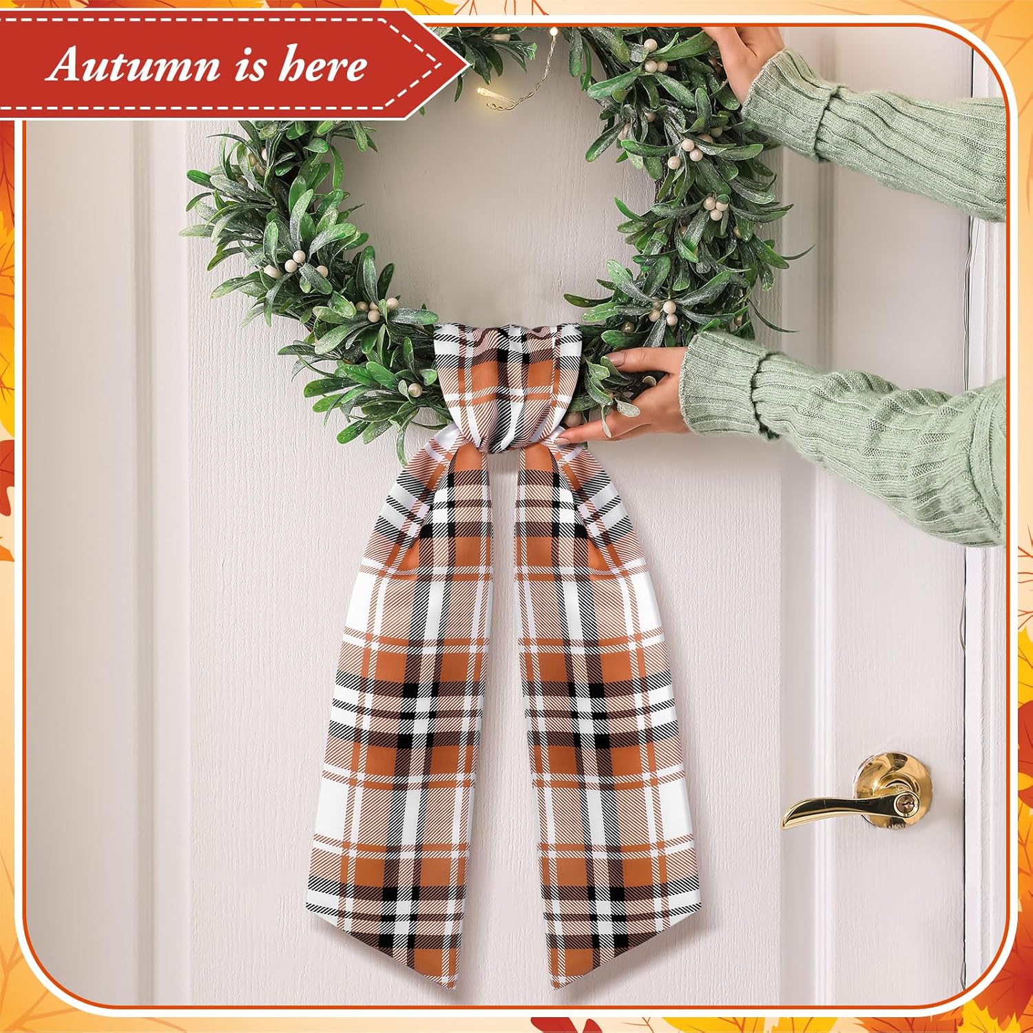 Fall Plaid Wreath Sash for Front Door and Garland