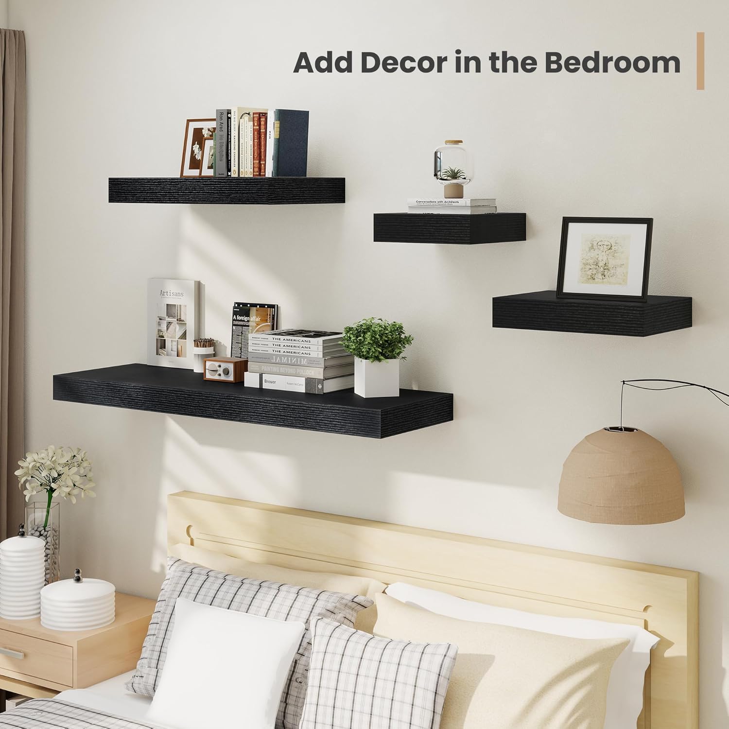 12 Inch Deep Floating Shelves 2Pack Black