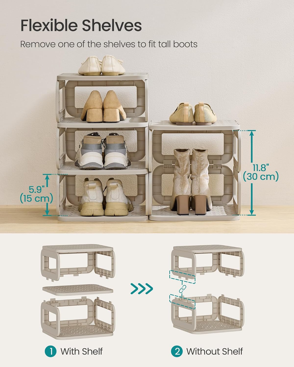 SONGMICS Narrow Shoe Rack with 6 Shelves