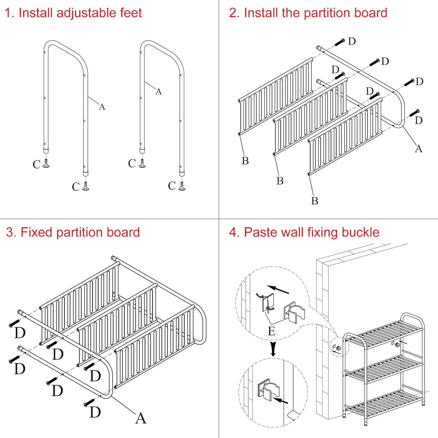 JSB 3-Tier Adjustable Metal Shelving Unit Black
