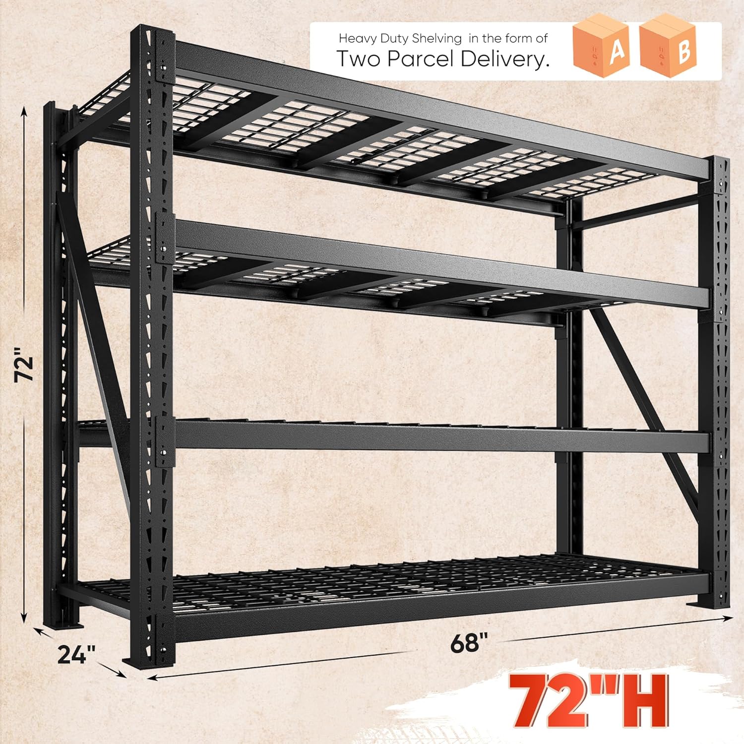 Bepatio 9400LBS Heavy Duty 4 Tier Shelving Unit Black