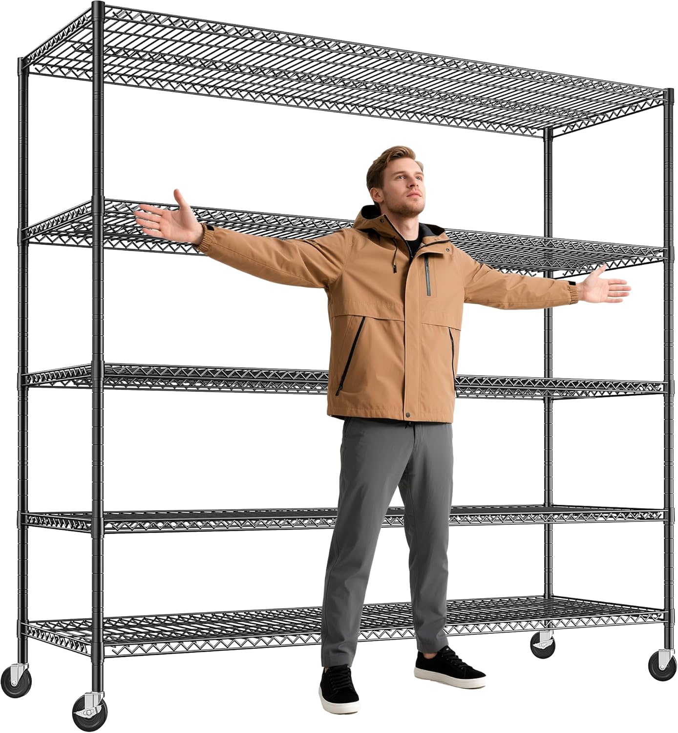 REIBII 857 Inch Heavy Duty Storage Shelving Unit with Wheels and Feet
