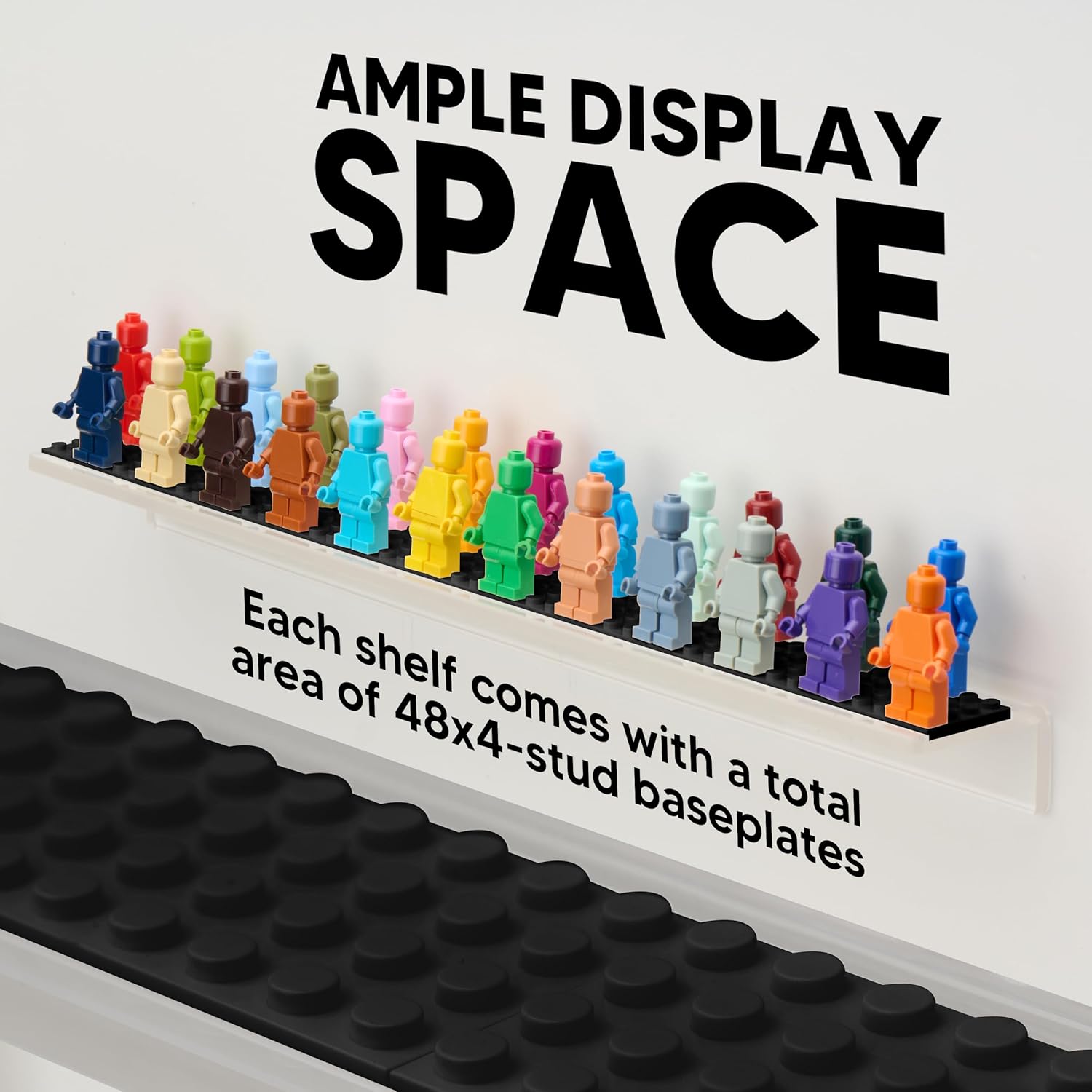 3-Pack Minifigure Display Case With Acrylic Shelves And Black Baseplates