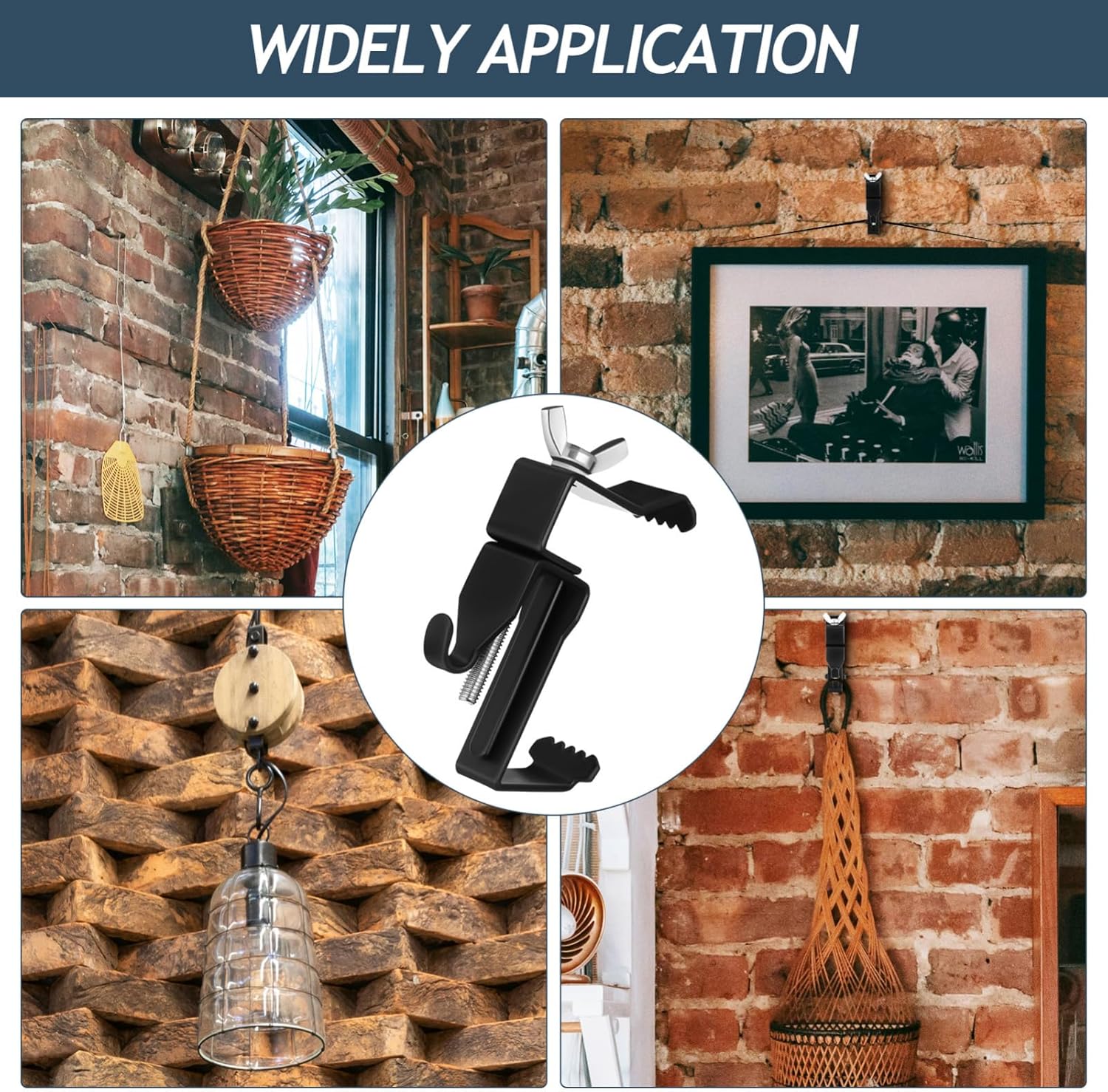 Adjustable Brick Hooks Clamp 8pcs Heavy-Duty No Drill Wall Hangers for Wreaths and Decor