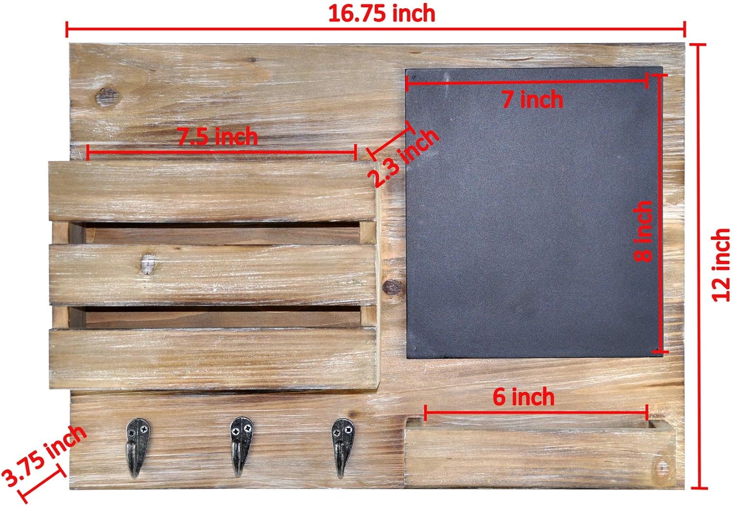 Rustic Key Hooks Holder with Chalkboard