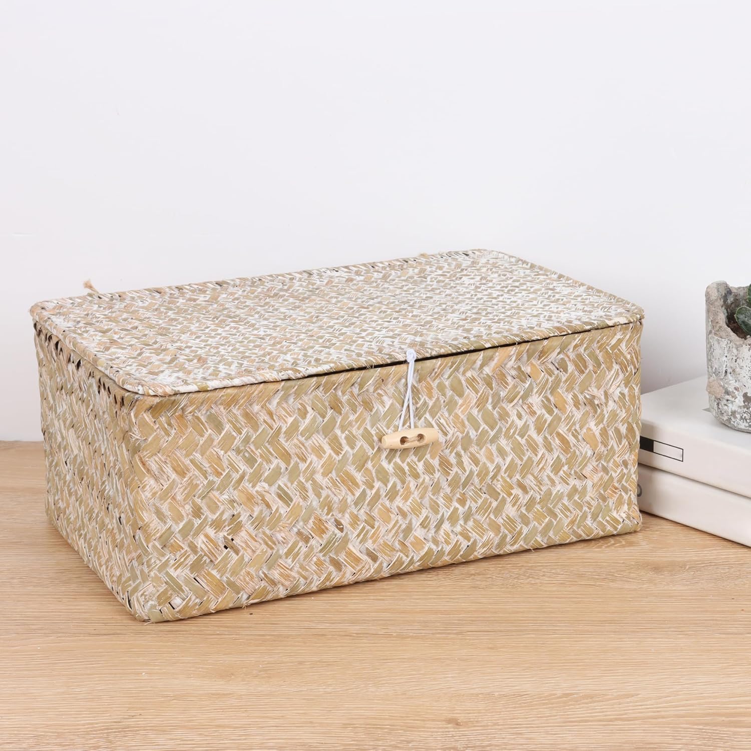 FEILANDUO Wicker Shelf Baskets with Lid