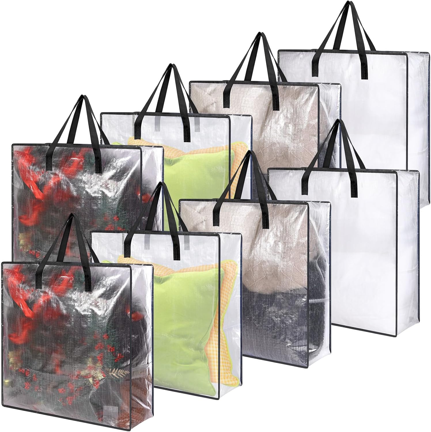 8 Pcs Clear Storage Bags with Handle and Zipper