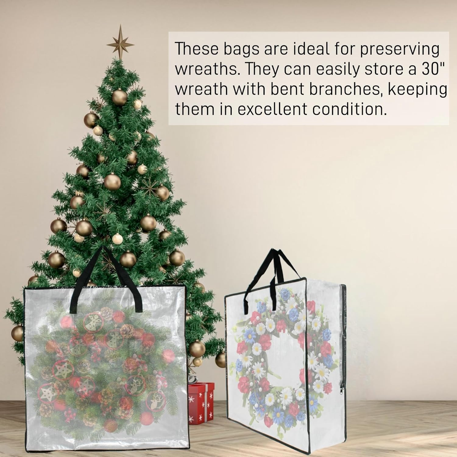 5 Pack Clear Storage Bags with Handles and Zippers