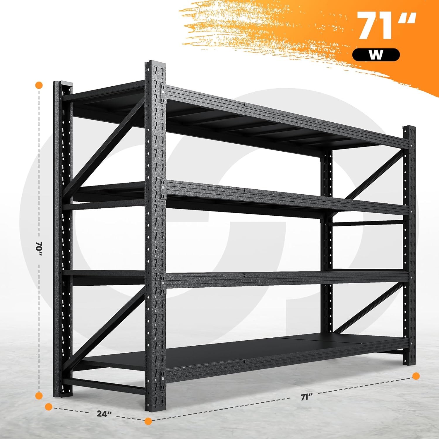 AFAIF 71 W Heavy Duty Metal Storage Shelves 4 Tier Black
