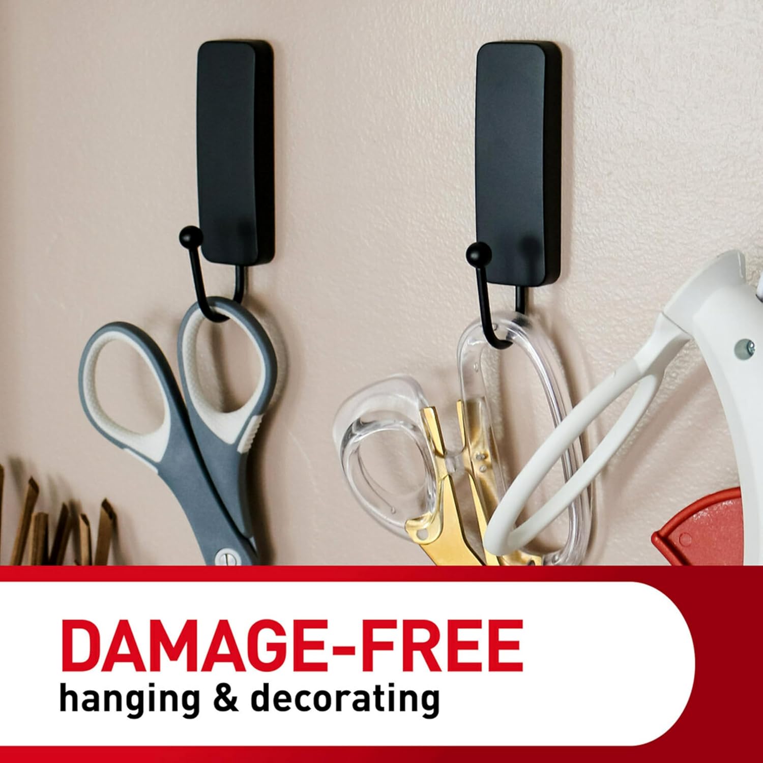 Command Medium Matte Black Wall Hooks 2 Hooks 4 Strips