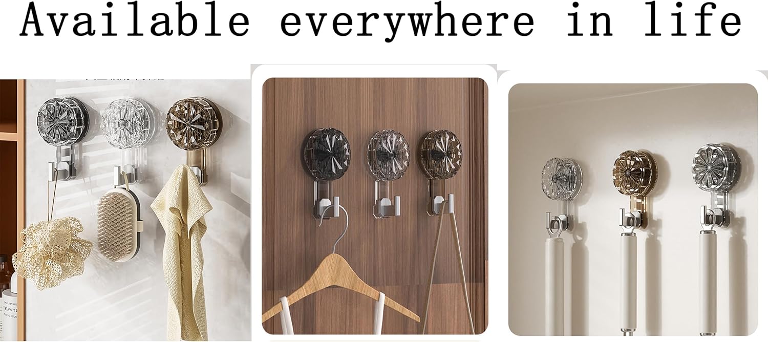 3 Pack Vacuum Rotation Suction Cup Hook 44 LB Heavy Duty Wreath Holder for Window Glass Doors Tiles Welcome Sign