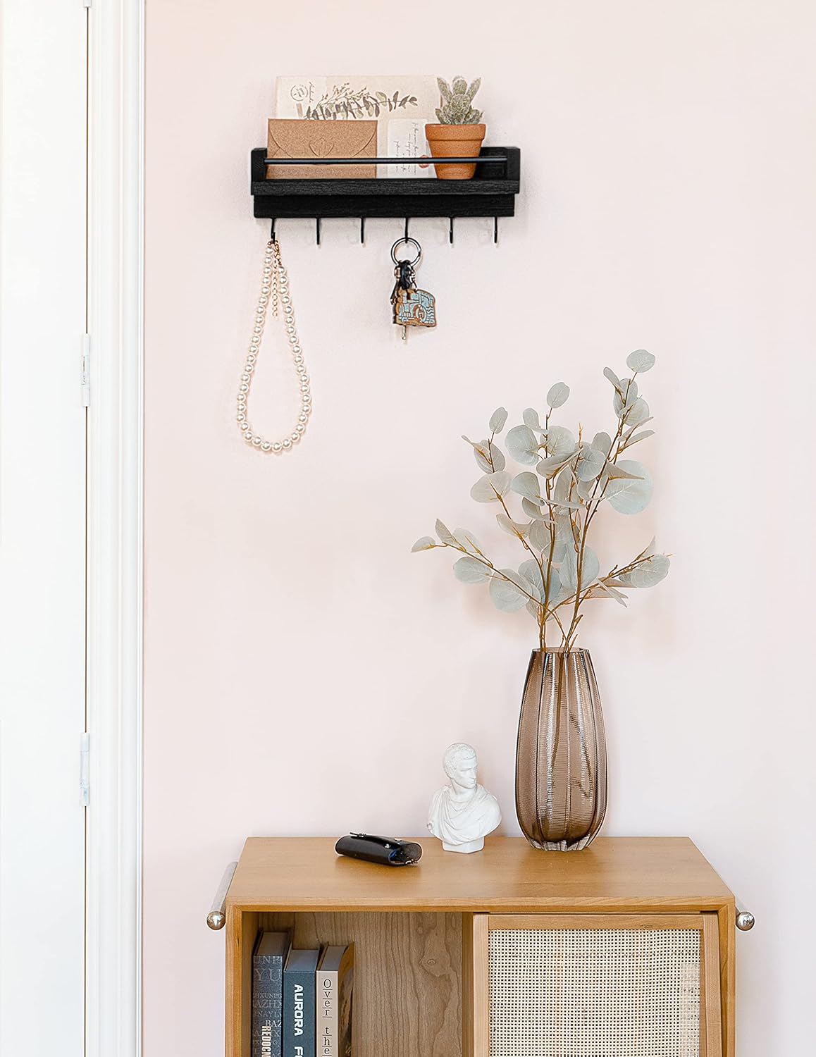 Mkono Key Holder Wall Mounted 95 Inch Rustic Shelf