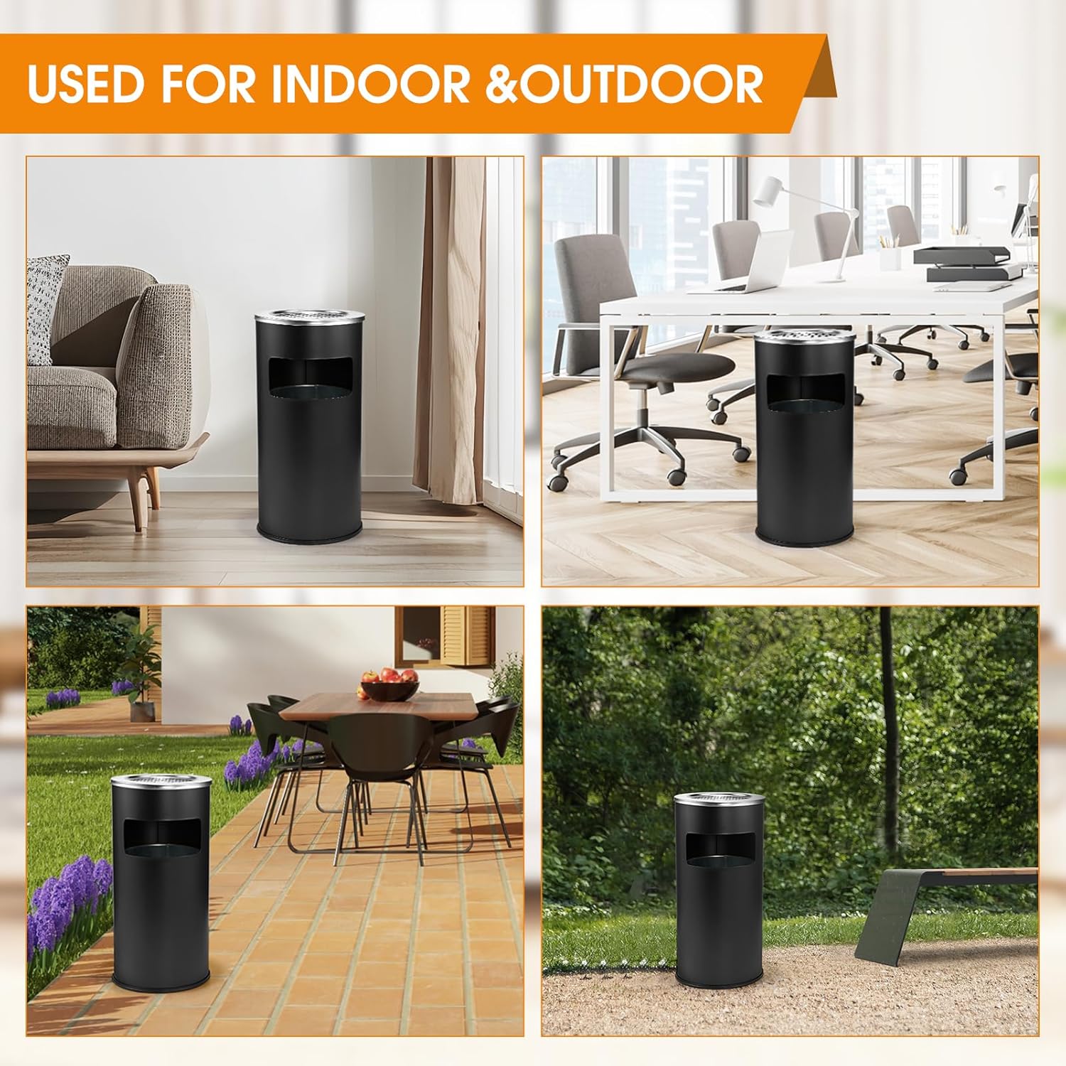 Hiteemer Outdoor Trash Can with Lid 118 x 24 Inch