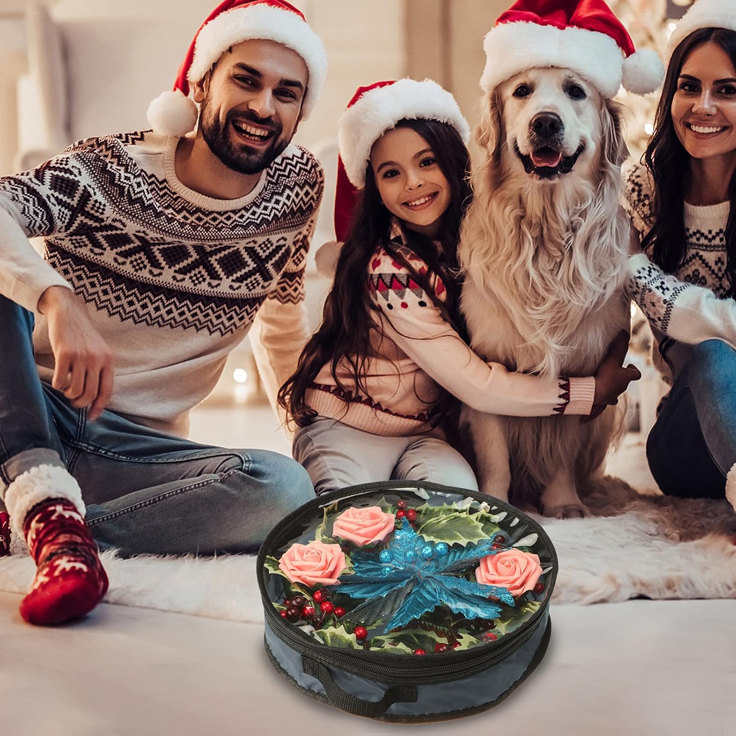 WIVAYE Christmas Wreath Storage Bag 16 Inch Clear Window