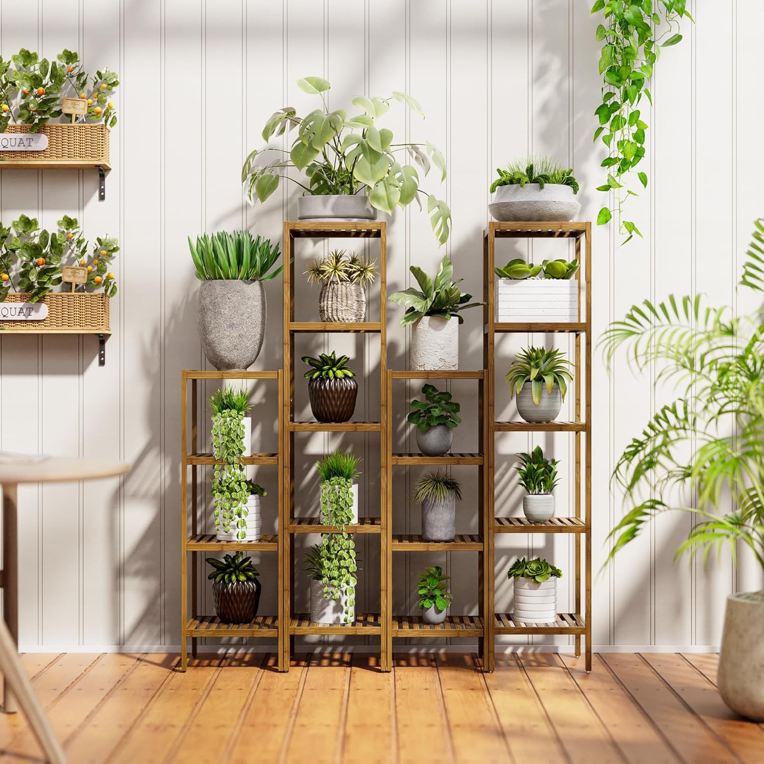 SMIBUY 5-Tier Bamboo Storage Shelf Walnut Finish