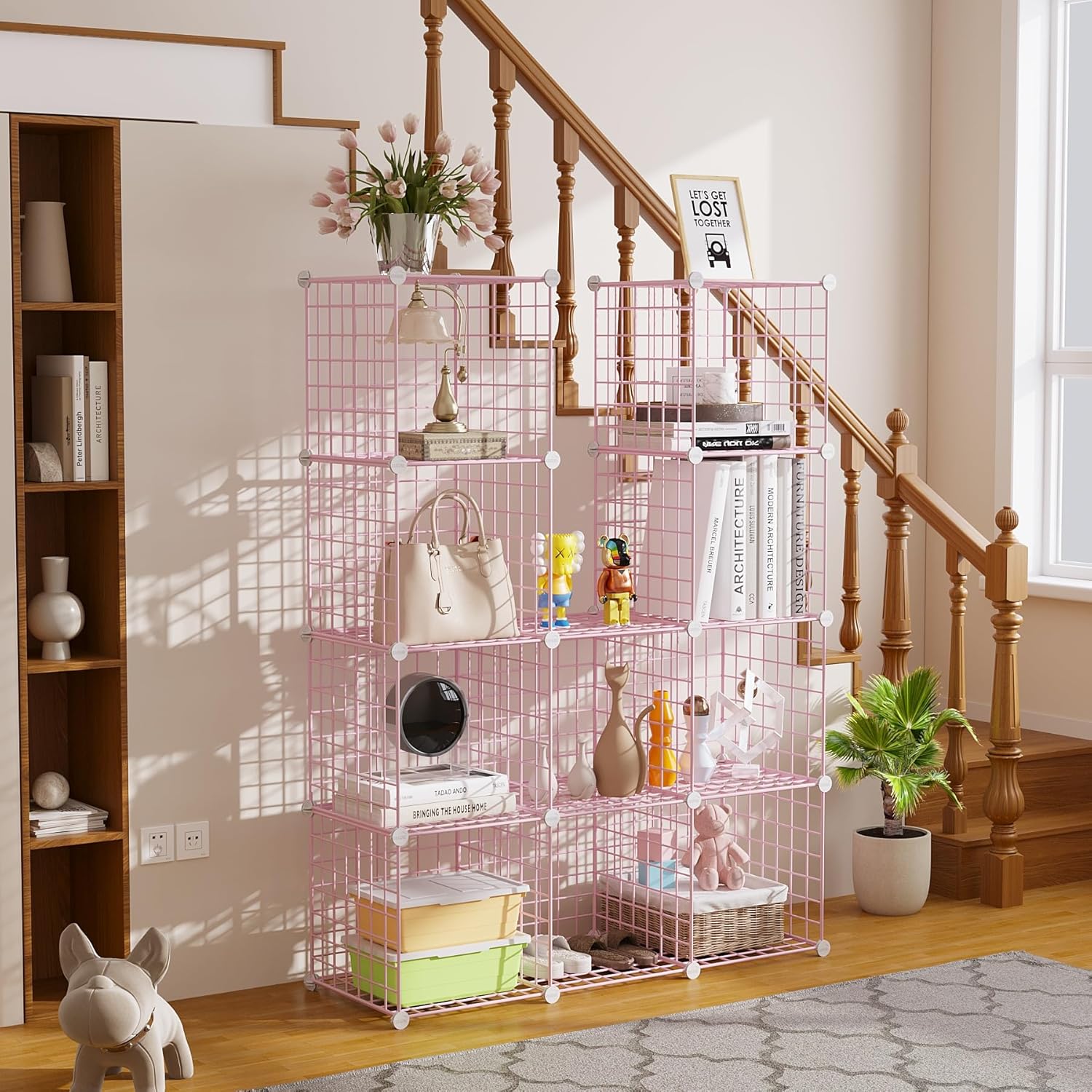 CAHOME Wire Cube Storage 12 Units Pink