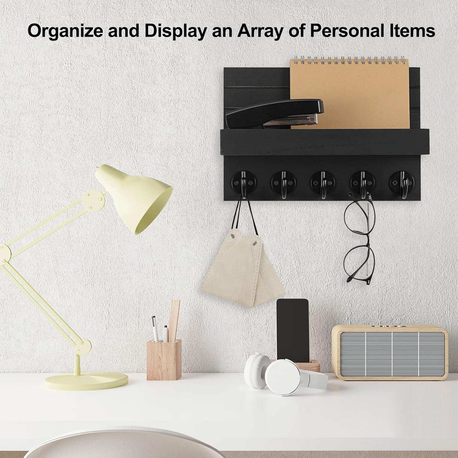 Lwenki Key Holder with Wall Shelf and Hooks