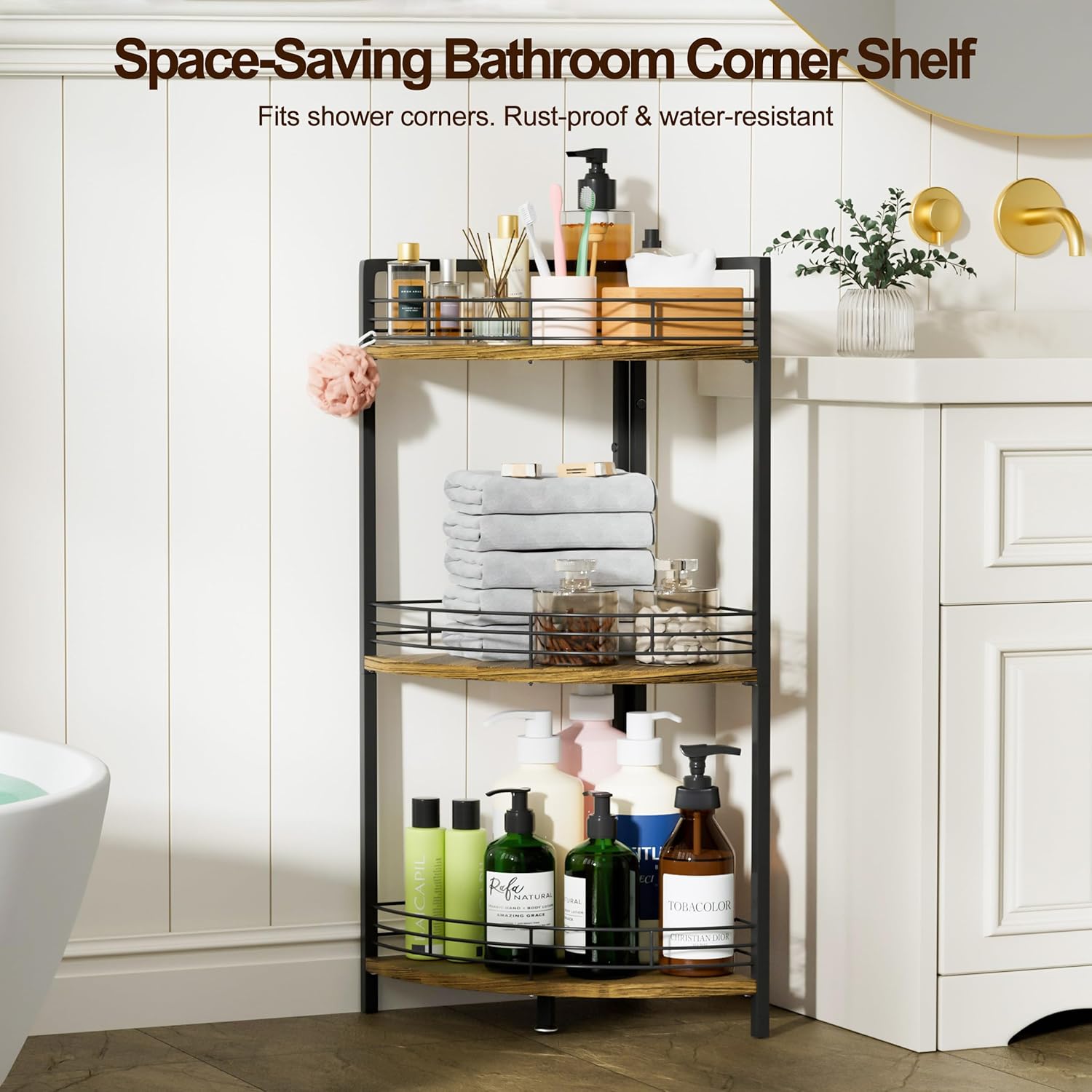 BUTUNITA 3-Tier Corner Shelf Unit - Brown