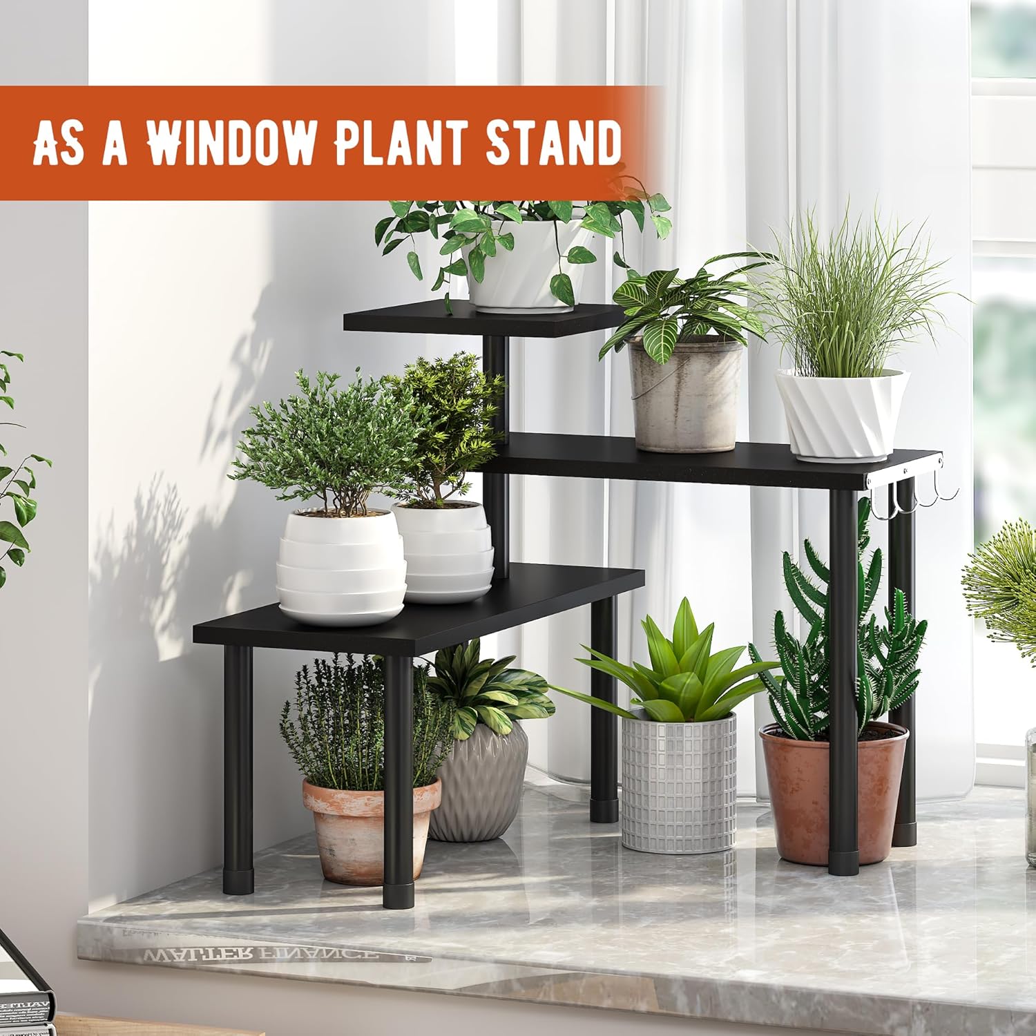 GHWIE 3 Tier Corner Shelf Organizer Black
