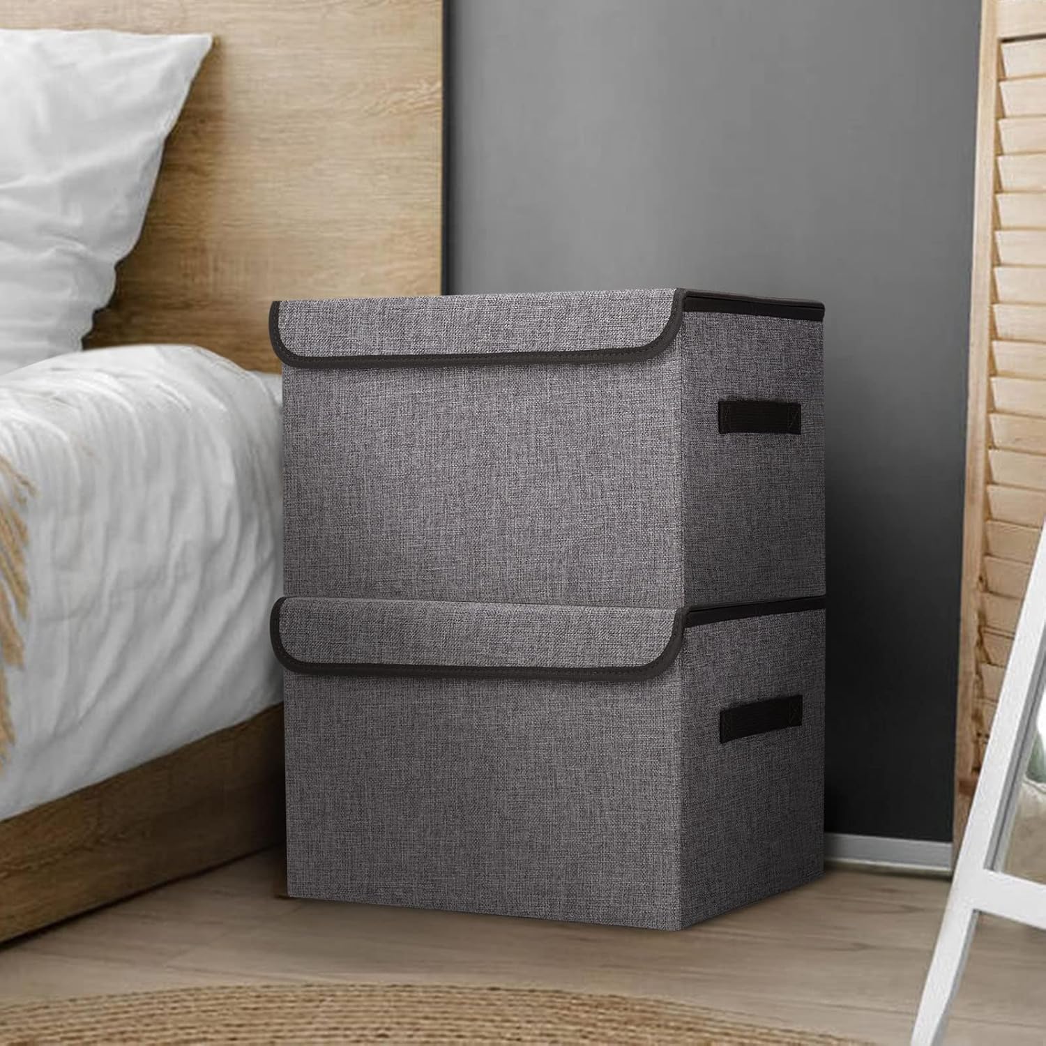 Large 42 Quarts Collapsible Storage Bins with Lids 3-Pack
