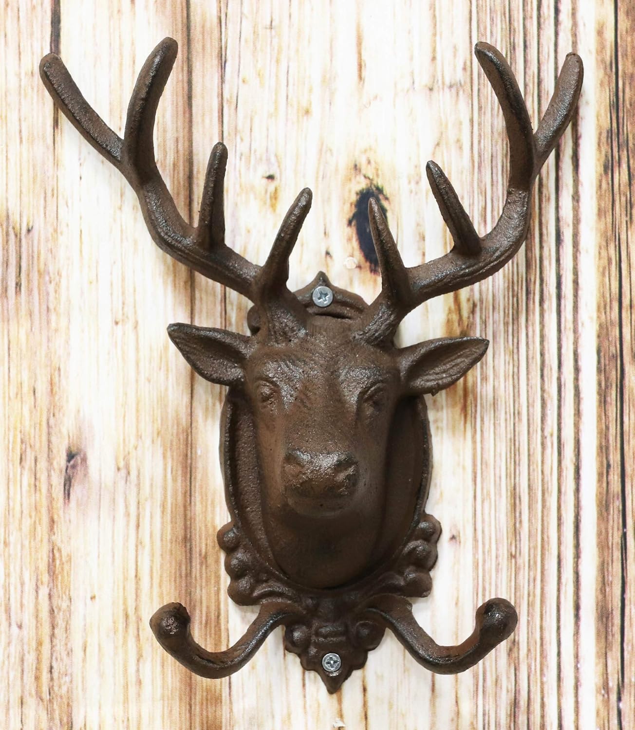 Ebros Cast Iron Stag Antlers Wall Double Hooks Decor