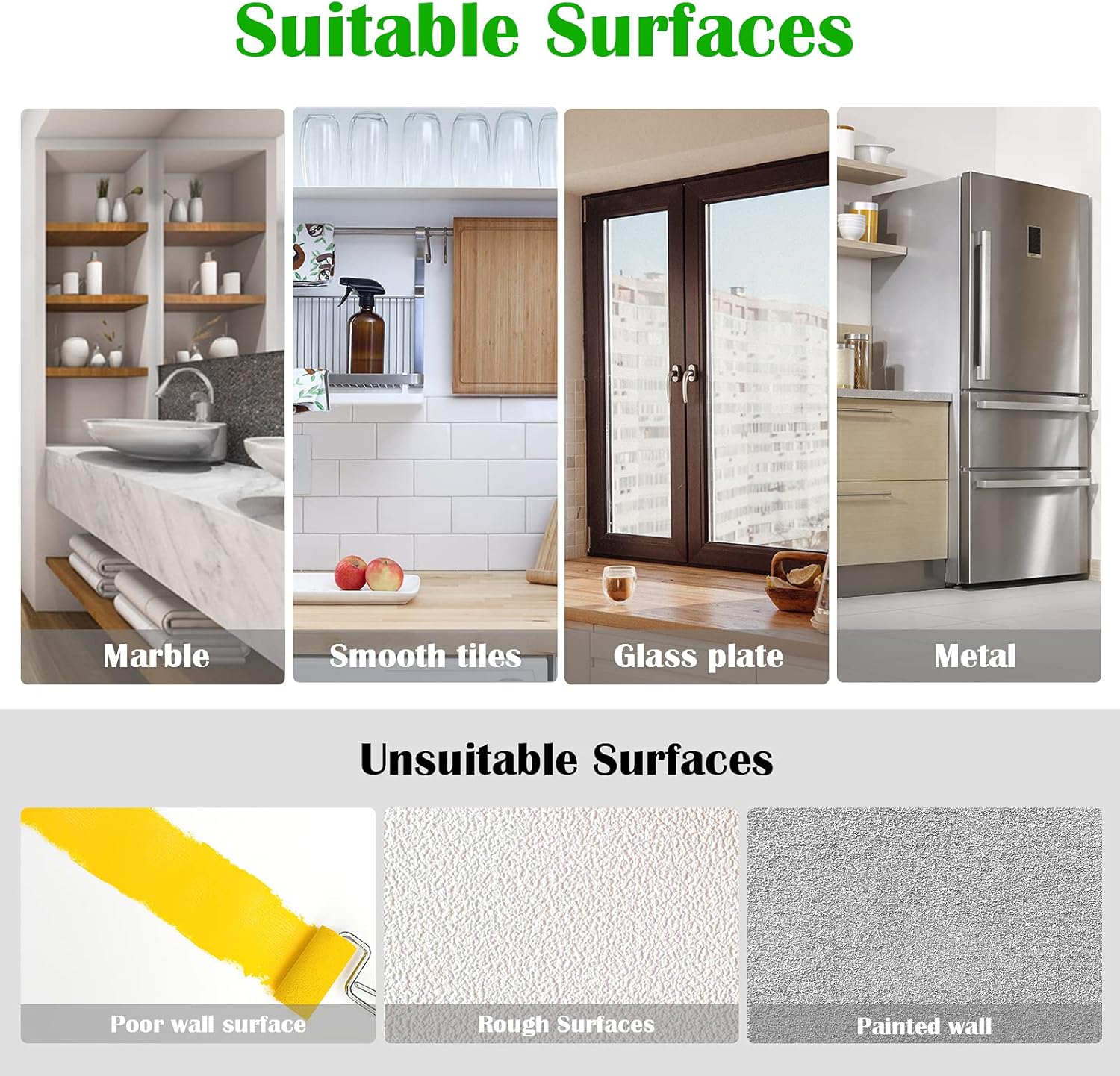 HangerSpace Suction Cup Hooks 8 Pack - 25 Inch Clear for Kitchen Bathroom Shower Wall Window Door