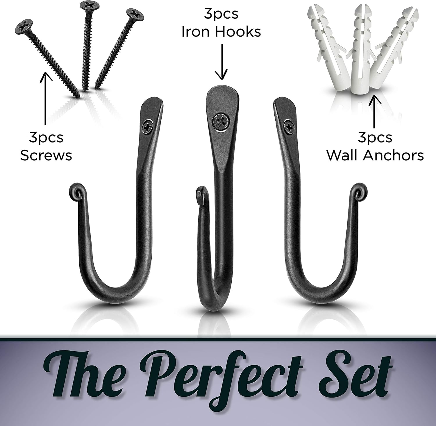 Stur-De Decorative Wall Hooks - Pack of 3 Black 1