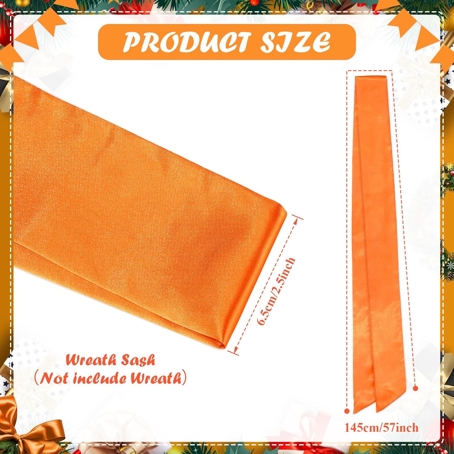 2Pcs Autumn Orange Satin Wreath Sash for Front Door