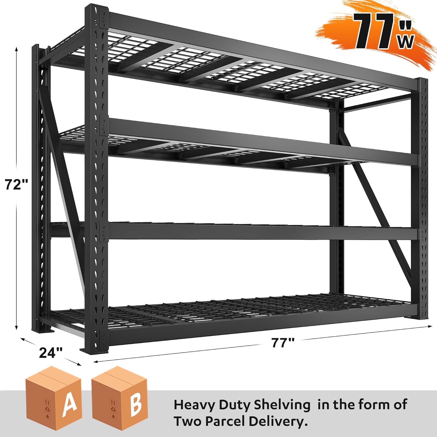 Bepatio 8000LBS Heavy Duty 4 Tier Garage Shelving