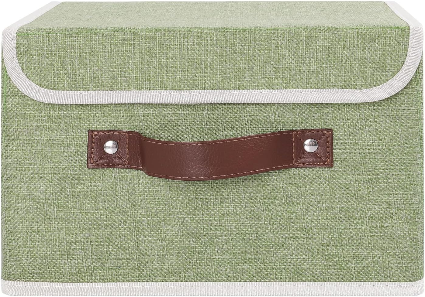 ANMINY Small Lidded Storage Bin with PU Handles