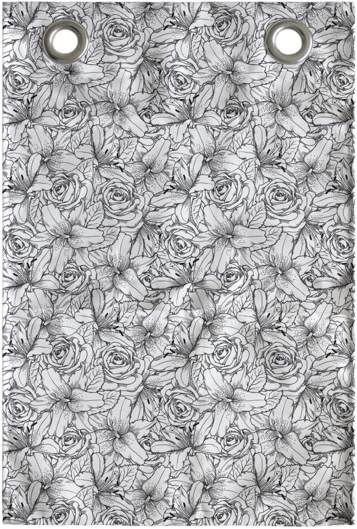 Ambesonne Grey and White Hanging Pocket Organizer with Rose Flowers and Poppy Petals Pattern