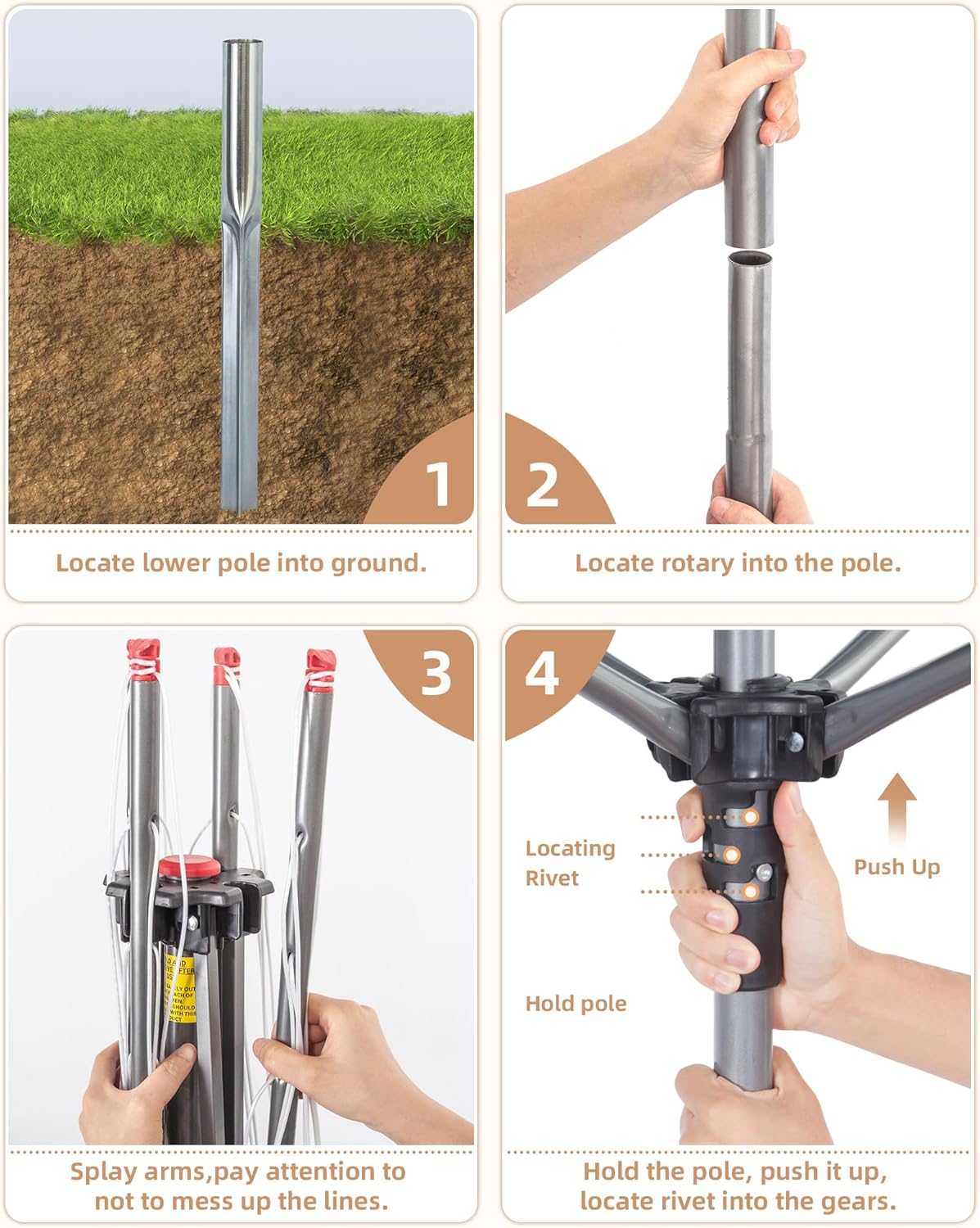 STORAGE MANIAC Outdoor Umbrella Drying Rack with 12 Lines and 164 Feet Drying Space